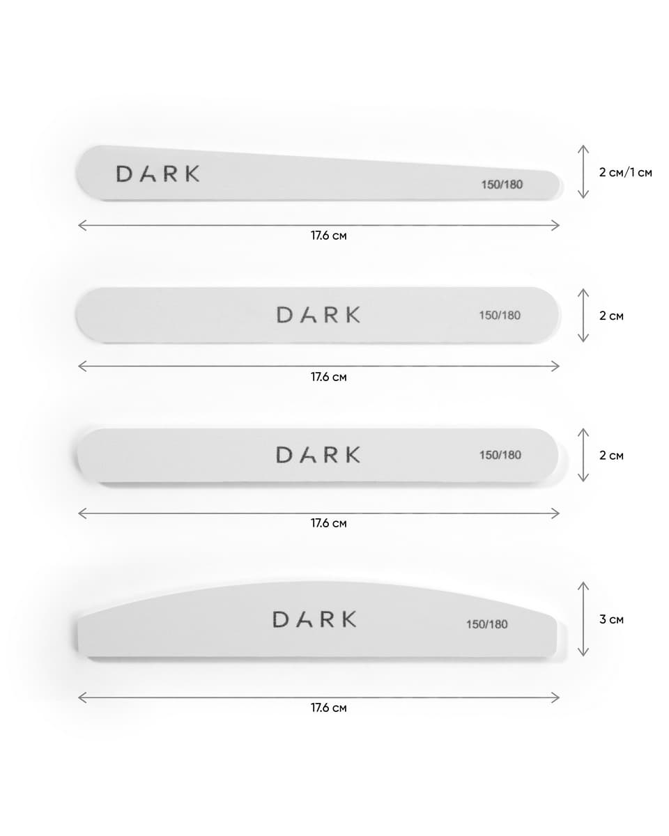 DARK - Turpija za nokte Set - Oval, 10 kom (150 / 180 grit), 10 kom